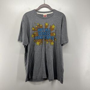Homage Not All Heroes Wear Capes‎ Shirt Large Gray Graphic Print Short Sleeve
